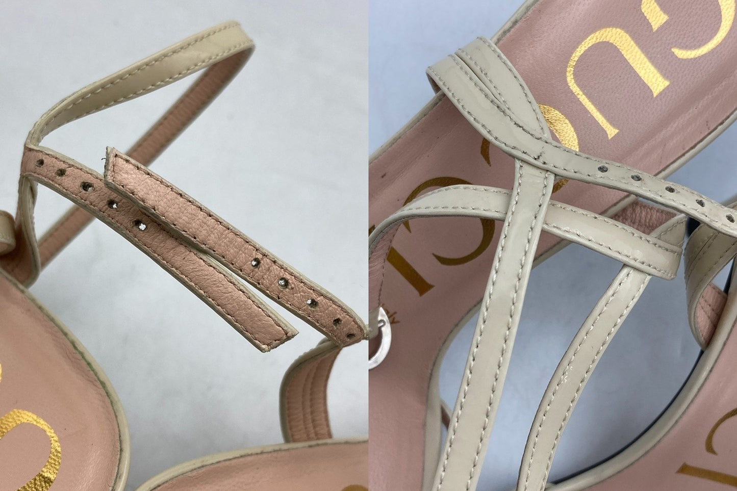 GUCCI グッチ パテントレザー アンクルストラップ サンダル サイズ35 1/2 レディース 中古 D4