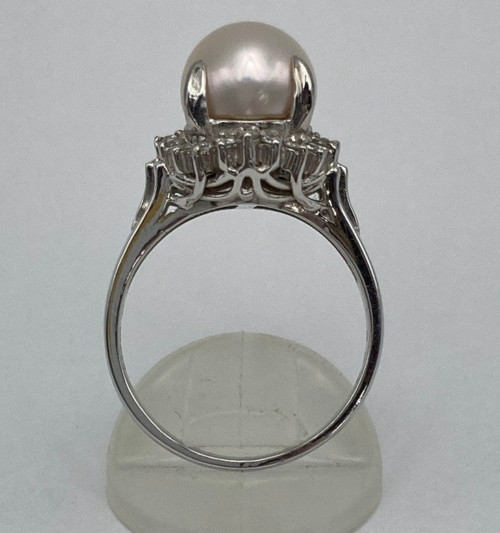 Pt900 パール9.2mm ダイヤ0.23ct リング 13号 中古 D4