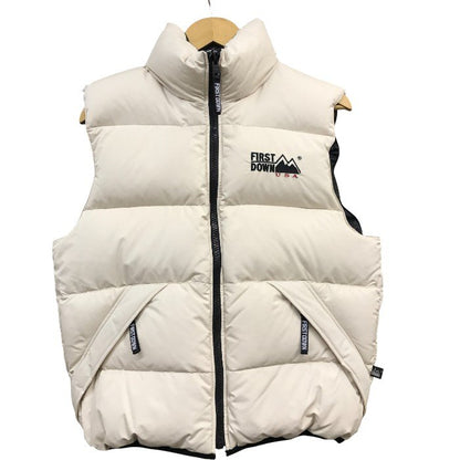 FIRST DOWN ファーストダウン ダウンベスト メンズ 冬  リバーシブル ブラック アイボリー Lサイズ 中古 N1