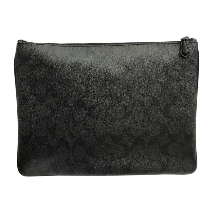 COACH コーチ クラッチバッグ メンズ PVCシグネチャー セカンドバッグ カード収納 ブラック F25520 中古 T1