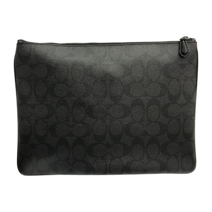 COACH コーチ クラッチバッグ メンズ PVCシグネチャー セカンドバッグ カード収納 ブラック F25520 中古 T1