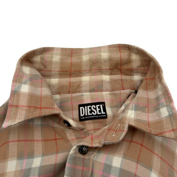 DIESEL ディーゼル フランネルシャツ チェック柄 L メンズ ダイダイ トップス 中古 W４
