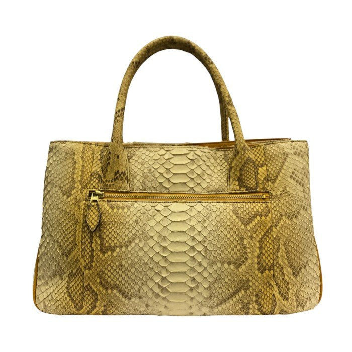 WEL Exotic Leather ハンドバッグ レディース パイソン ヘビ革 2way ショルダーバッグ 日本製 ベージュ 中古 T1