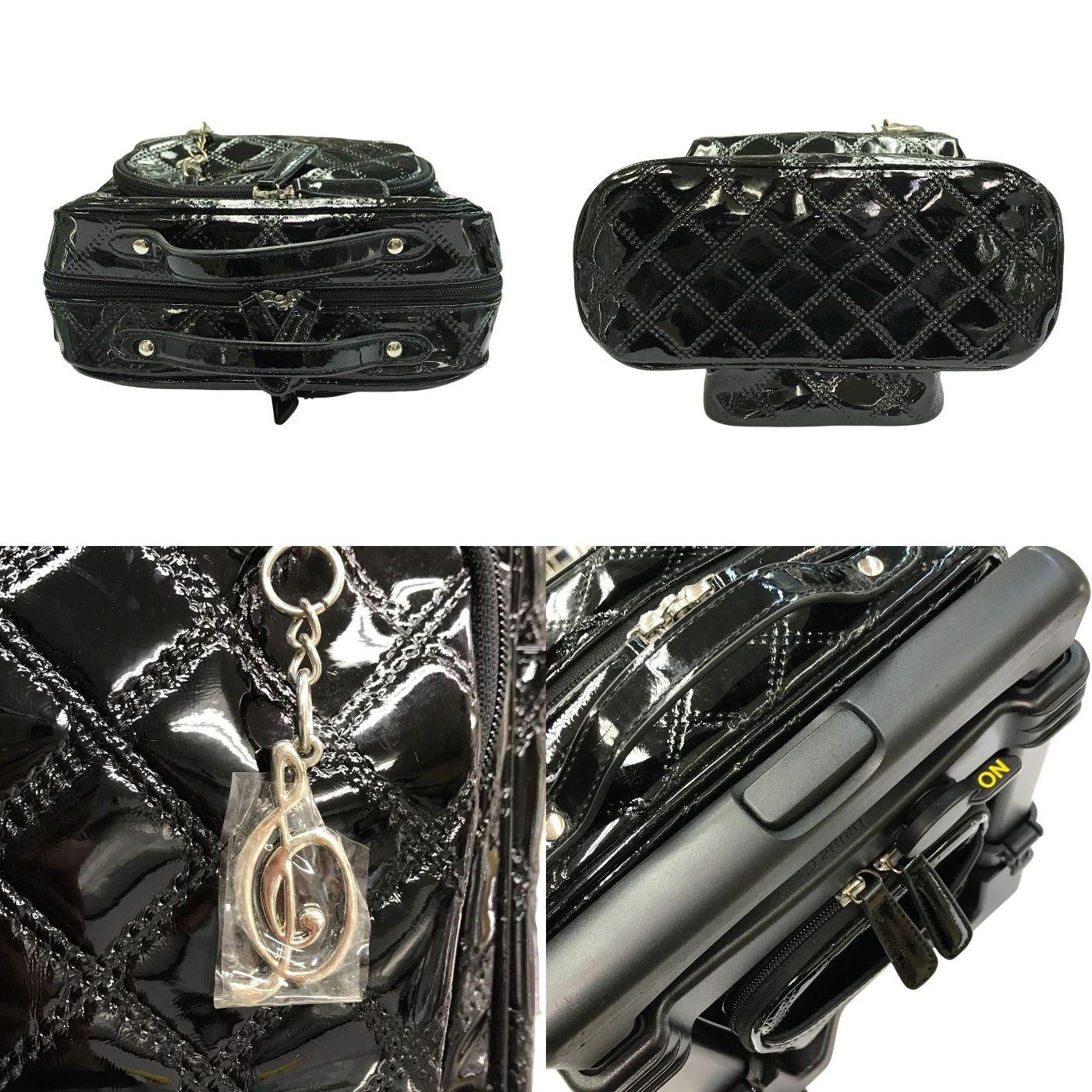 SWANY スワニー キャリーバッグ レディース エナメル調 キルティング 4輪ストッパー 静音 軽量 バッグ取り外し可 ブラック 中古 T1