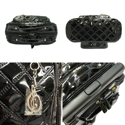 SWANY スワニー キャリーバッグ レディース エナメル調 キルティング 4輪ストッパー 静音 軽量 バッグ取り外し可 ブラック 中古 T1