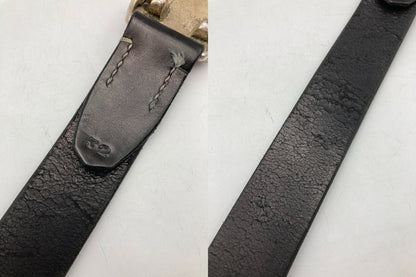 THE FLAT HEAD フラットヘッド プレートバックル レザーベルト ブラック サイズ32 中古 D4