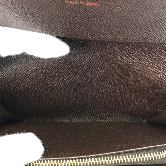 LOUIS VUITTON ルイヴィトン ダミエ エベヌ ポルトモネビエトレゾール 財布 2つ折り 小銭入れ付き ブラウン N61730 中古 T1
