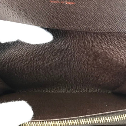 LOUIS VUITTON ルイヴィトン ダミエ エベヌ ポルトモネビエトレゾール 財布 2つ折り 小銭入れ付き ブラウン N61730 中古 T1
