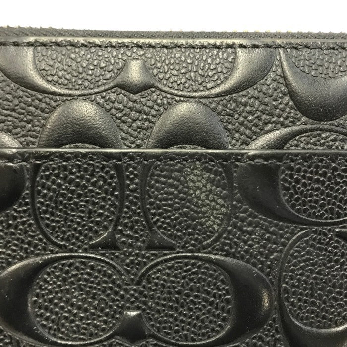 COACH コーチ 長財布 メンズ シグネチャー ラウンドジップ レザー エンボス ブラック F58113 中古 T1