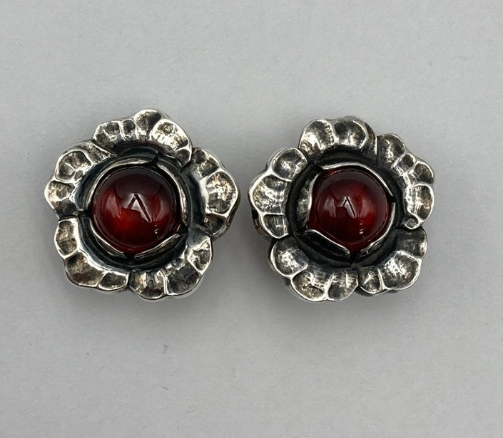 GEORG JENSEN ジョージジェンセン 2002年 ヘリテージ イヤーイヤリング SV925 ガーネット 中古 D4