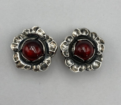 GEORG JENSEN ジョージジェンセン 2002年 ヘリテージ イヤーイヤリング SV925 ガーネット 中古 D4