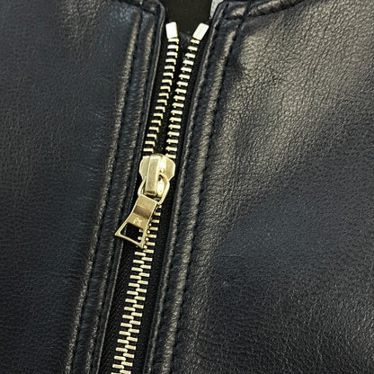 PauI Smith ポールスミス ジャケット メンズ レザー 山羊 ジップアップ ブルゾン ネイビー Sサイズ PP-MN-41502 中古 T1