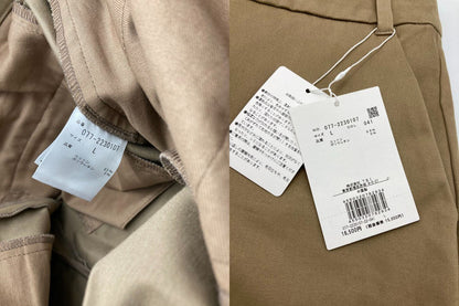 human woman ヒューマンウーマン サテンストレッチ スリムパンツ 077-2230107 サイズL ベージュ 中古 4