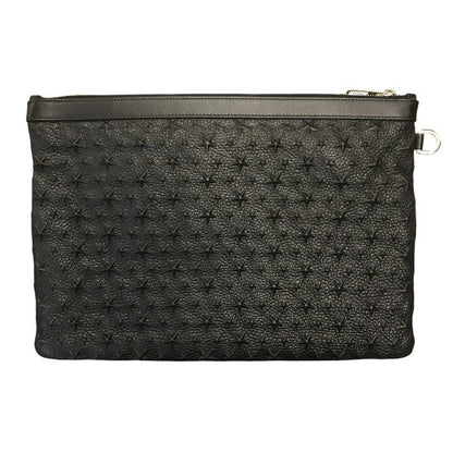 JIMMY CHOO ジミーチュウ DEREK クラッチバッグ ユニセックス デレク レザー セカンドバッグ スター星柄 エンボススタッズ ブラック 中古 T1