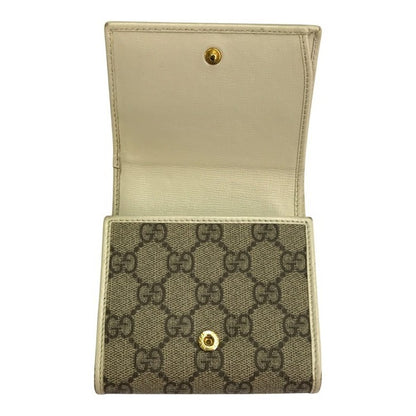 GUCCI グッチ GGスプリーム 財布 レディース 二つ折り ホースビット コンパクト ベージュ/ホワイト 621891 中古 T1
