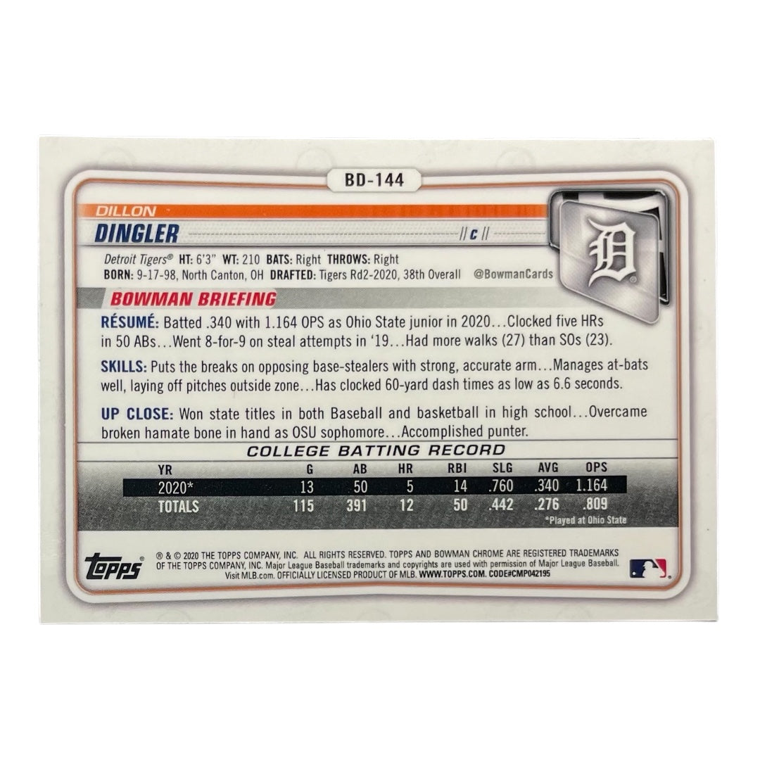 TOPPS MLBカード BOWMAN CHROME 1ST DILLON DINGLER DETROIT TIGERS #BD-144 中古 IT2