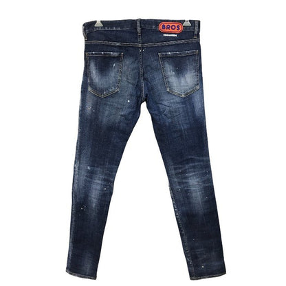 DSQUARED2 ディースクエアード デニムパンツ メンズ ジーンズ ボタンフライ ダメージ加工 インディゴブルー 48サイズ S74LB0871 S30342 中古 T1