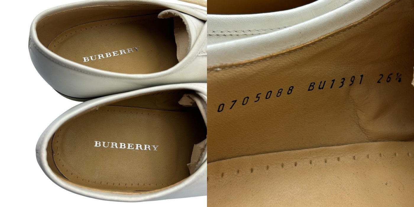 BURBERRY バーバリー ドレスシューズ レザー 26.5cm ホワイト 本革 靴 シューズ メンズ 中古 W4