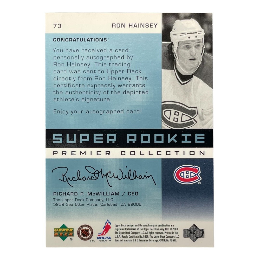 UPPER DECK NHLカード PREMIER COLLECTION RON HAINSEY MONTREAL CANADIENS /199 #73 中古 IT2