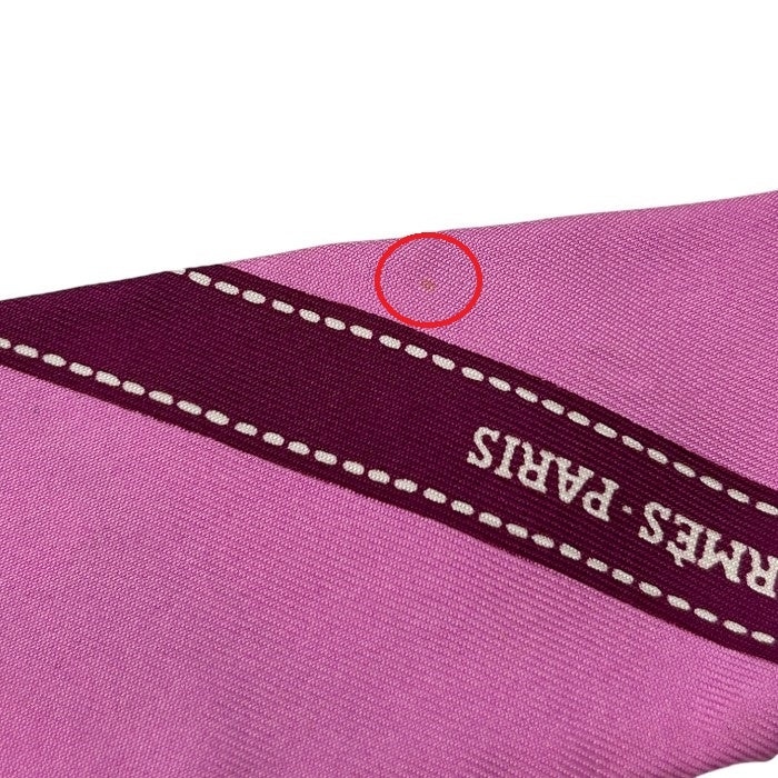 HERMES エルメス ボルデュック ツイリー スカーフ レディース ピンク パープル ブランド シルク 中古 W４