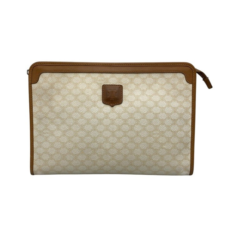 CELINE セリーヌ マカダム セカンドバッグ/クラッチバッグ ホワイト 中古 D4