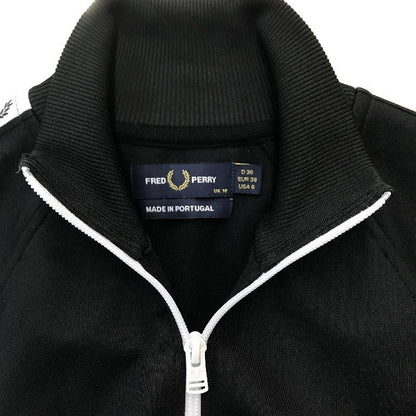 FRED PERRY フレッドペリー トラックジャケット レディース ジャージ サイドテープ ブラック UK10サイズ SJ8135 中古 T1