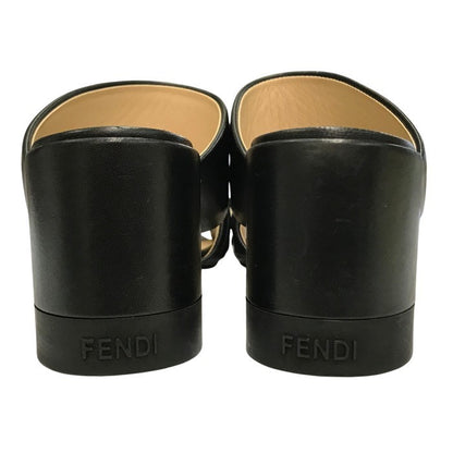 FENDI フェンディ サンダル レディース レザー ミュール FF ズッカ エンボス ブラック 36サイズ 中古 T1