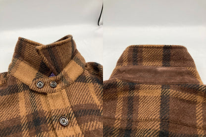 RALPH LAUREN ラルフローレン パープルレーベル キャメルヘア チェックシャツ サイズXS メンズ 中古 D4