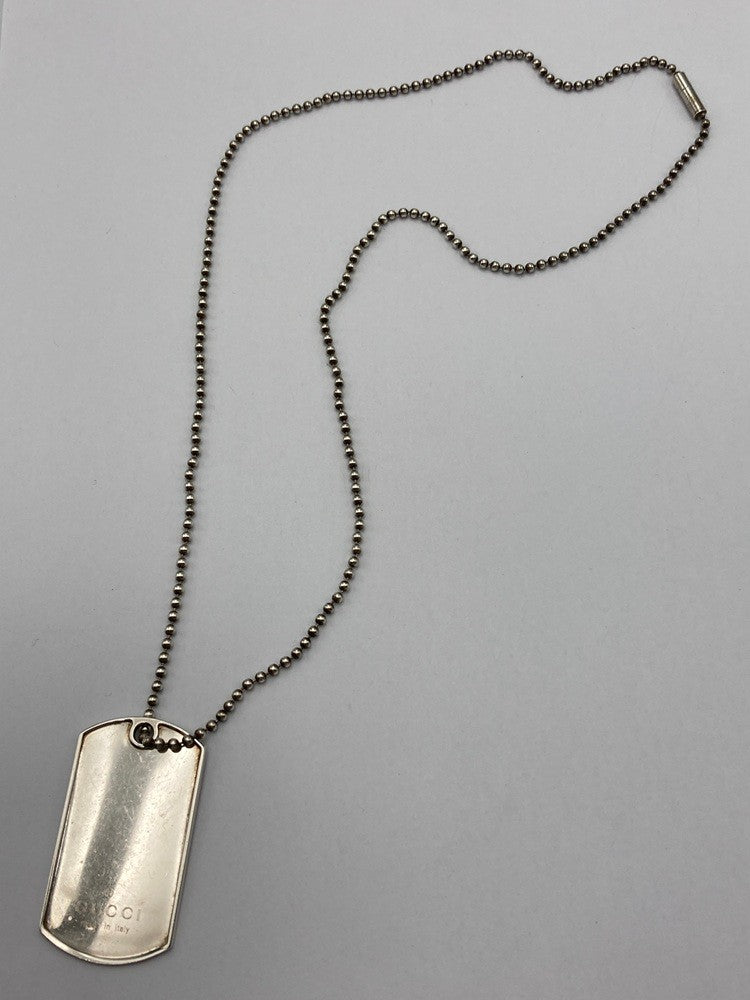 GUCCI グッチ ドッグタグ プレート ネックレス シルバー925 中古 D4