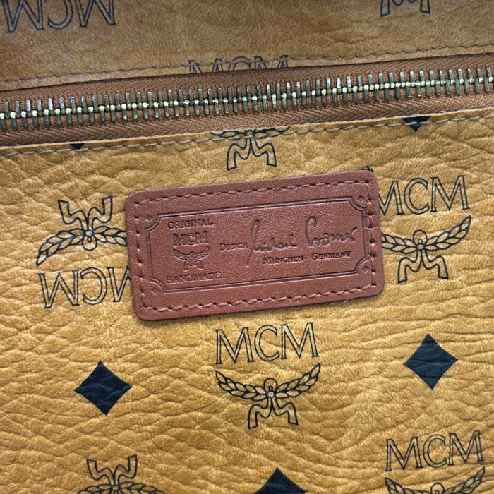 MCM エムシーエム ロゴグラム トートバッグ コニャック 鞄 ブランド レディース おしゃれ 総柄 中古 W４