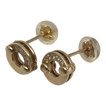 俄 NIWAKA K18PG/ダイヤモンド0.03ct ピアス レディース 両耳 2個セット スタッド ラウンド リング ピンクゴールド 中古 T1