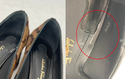 Salvatore Ferragamo サルヴァトーレフェラガモ ハラコ レオパード パンプス サイズ4 レディース 中古 D4