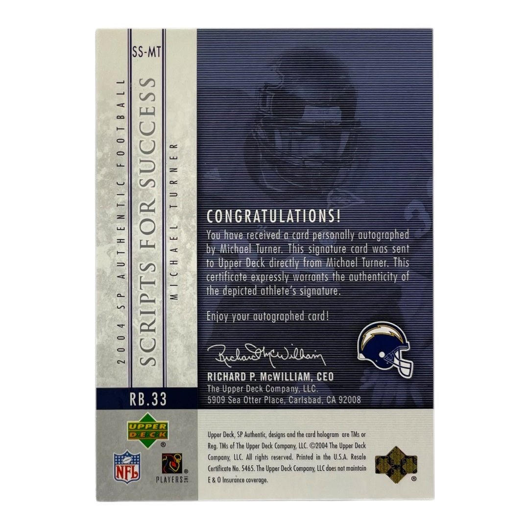 UPPER DECK NFLカード SP AUTHENTIC MICHAEL TURNER LOS ANGELES CHARGERS #SS-MT 中古 IT2