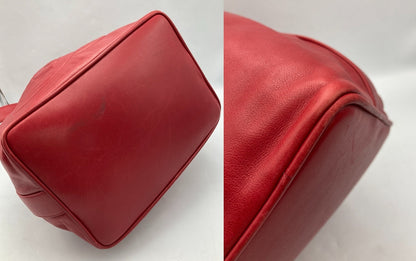 CHANEL シャネル ラムスキン ショルダーバッグ レディース 巾着 チェーンショルダー レッド 中古 D4