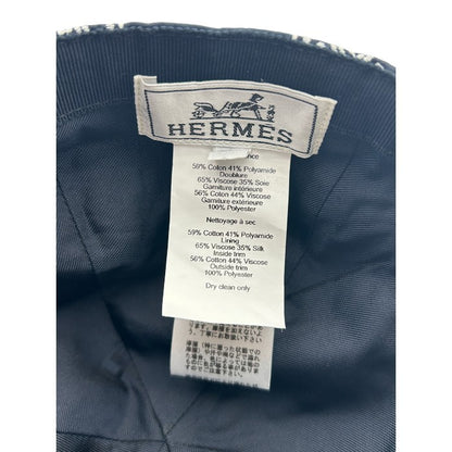 HERMES エルメス ペイズリー柄 キャップ 帽子 ブランド ネイビー メンズ 中古 送料無料 W４