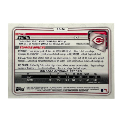 TOPPS MLBカード BOWMAN CHROME 1ST BRYCE BONNIN CINCINNATI REDS /250 #BD-74 中古 IT2