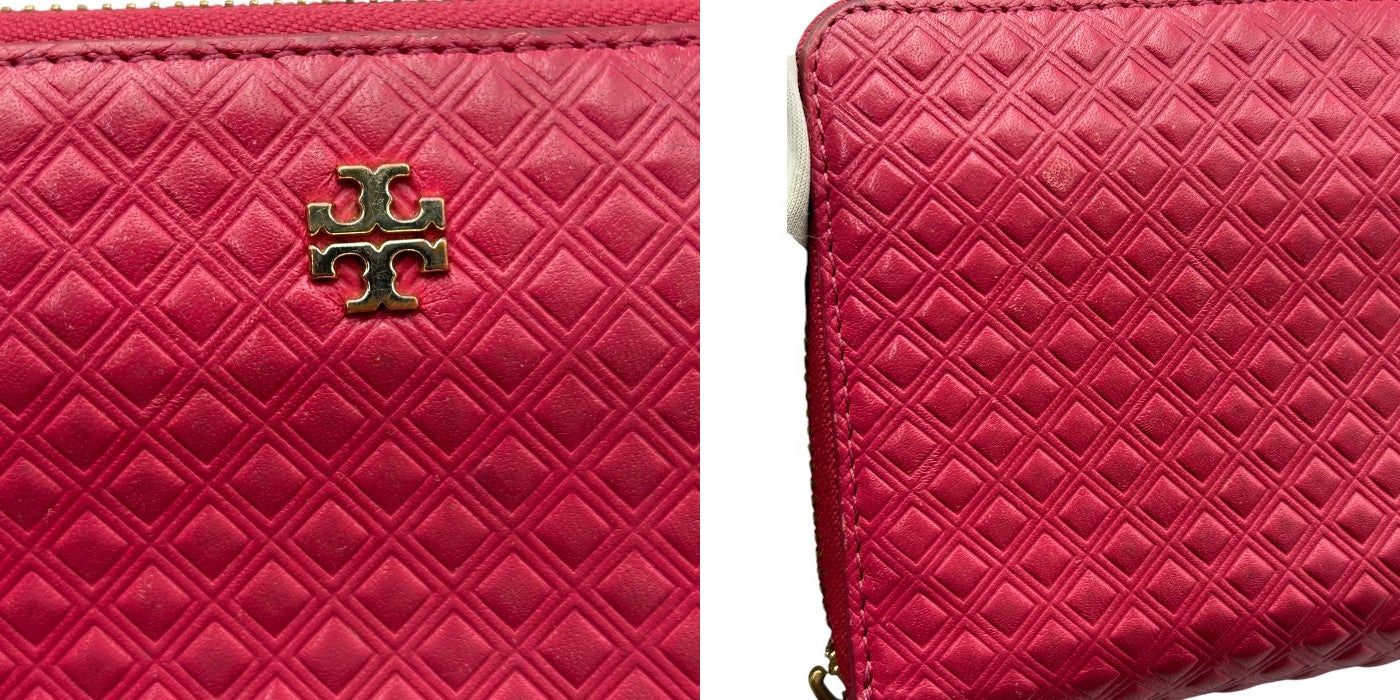 TORYBURCH トリーバーチ キルティング 長財布 ピンク ブランド 財布 レザー かわいい ラウンドファスナー 中古 W４