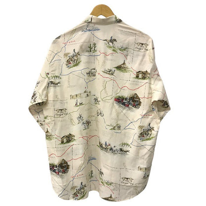 Papas パパス シャツ メンズ 柄シャツ 長袖 ベージュ 48 Mサイズ 中古 N1