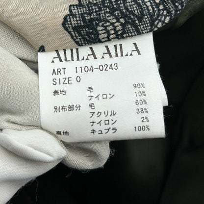 AULA AILA アウラアイラ テーラード ジャケット 0 アウター レディース 秋 冬 カーキ ブラック レース 中古 W４