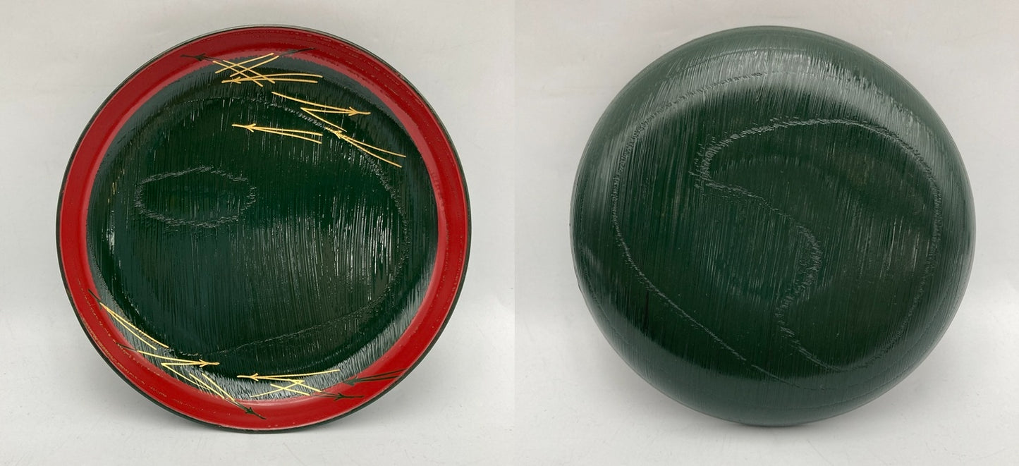 塗師 龍斎 木製 松葉 銘々皿 5客 中古 D4