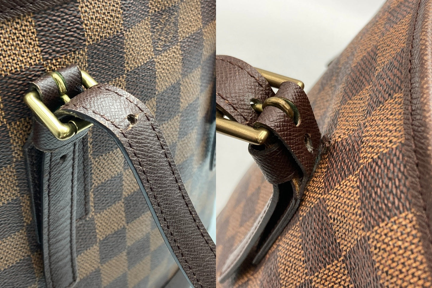LOUIS VUITTON ルイヴィトン ダミエ エベヌ マレ バケツ型 ショルダー トートバッグ ポーチ付 N42240 中古 D4