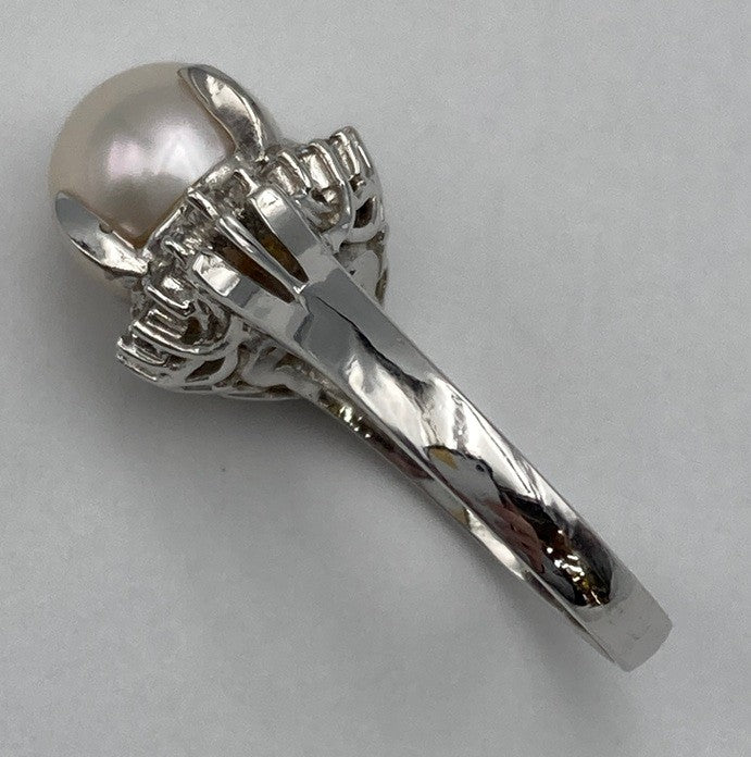 Pt900 パール9.2mm ダイヤ0.23ct リング 13号 中古 D4