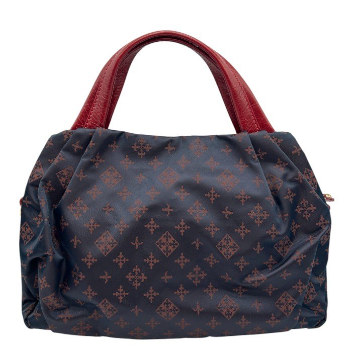 russet ラシット 2WAY ショルダー バッグ 鞄 レザー 総柄 レッド ネイビー 中古 W４