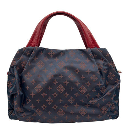 russet ラシット 2WAY ショルダー バッグ 鞄 レザー 総柄 レッド ネイビー 中古 W４