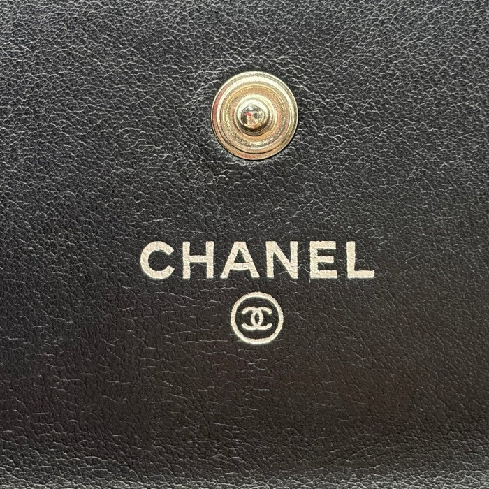 CHANEL シャネル キャビアスキン 長財布 レザー ブラック レディース おしゃれ 小銭入れ カード入れ ブランド 中古 W４