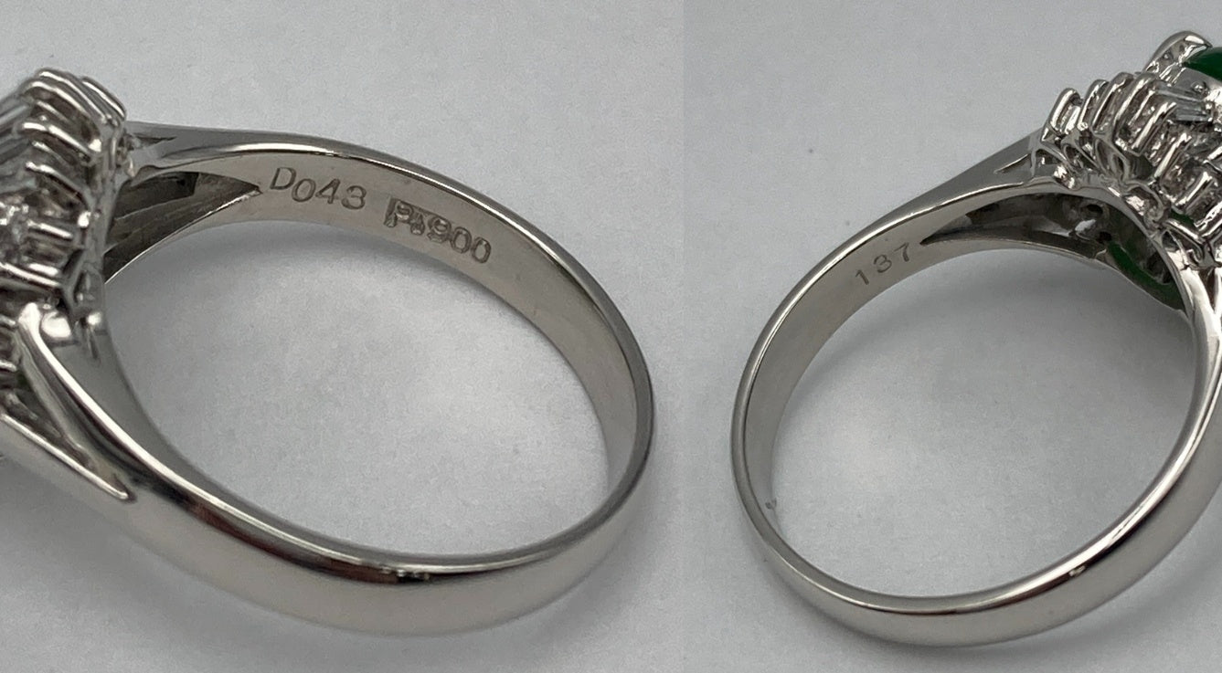 Pt900 ヒスイ(翡翠) ダイヤ0.43ct リング 12号 中古 D4