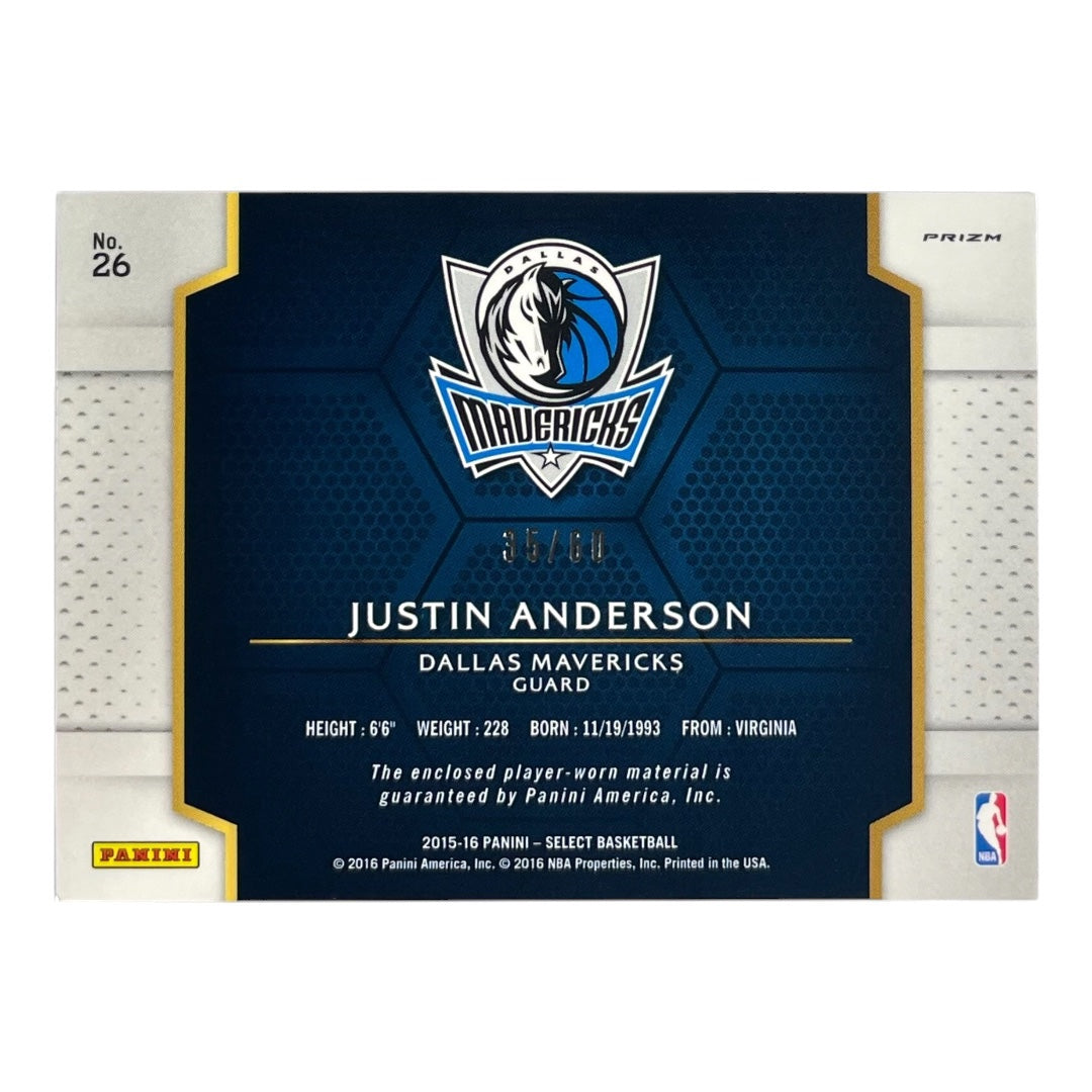 PANINI NBAカード SELECT PRIZM JUSTIN ANDERSON DALLAS MAVERICKS /60 #26 中古 IT2