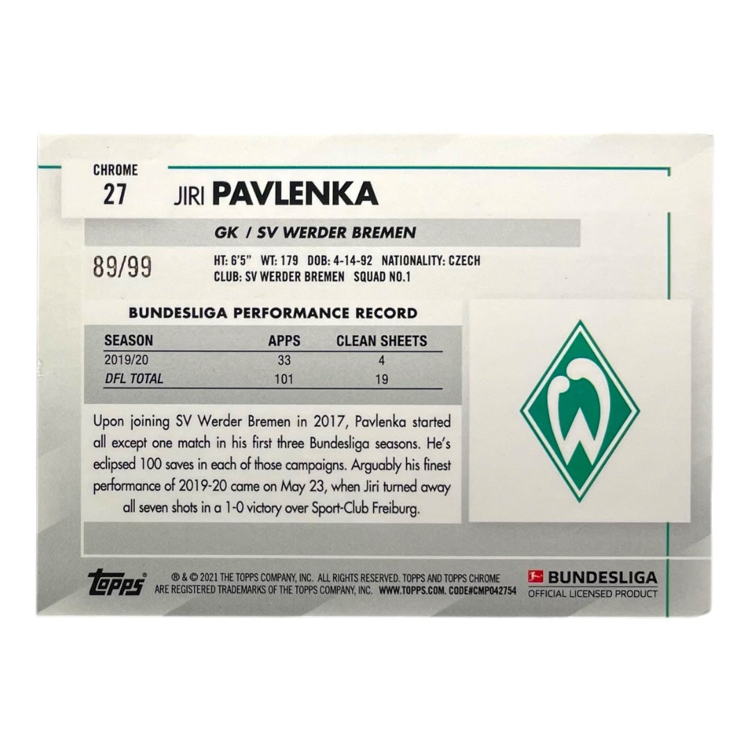 TOPPS サッカーカード CHROME JIRI PAVLENKA WERDER BREMEN /99 #27 中古 IT2