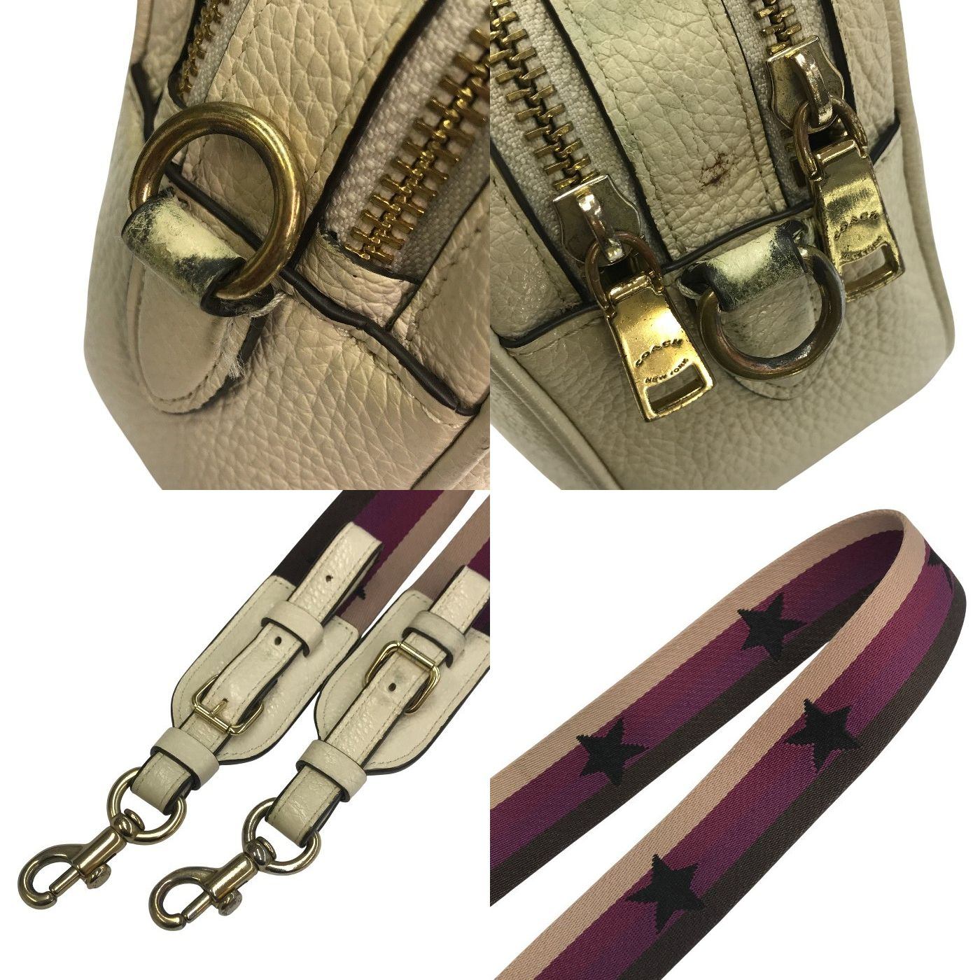 COACH コーチ ショルダーバッグ レディース レザー 馬車 ロゴ 斜め掛け アイボリー F75818 中古 T1