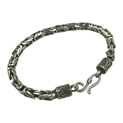シルバー 925 ビザンチンチェーン ブレスレット メンズ バリチェーン いぶし仕上げ 銀 Silver 20cm 中古 T1